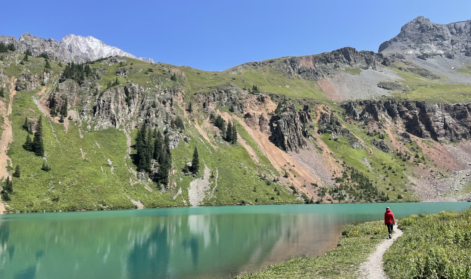 walking around blue lakes in Colorado