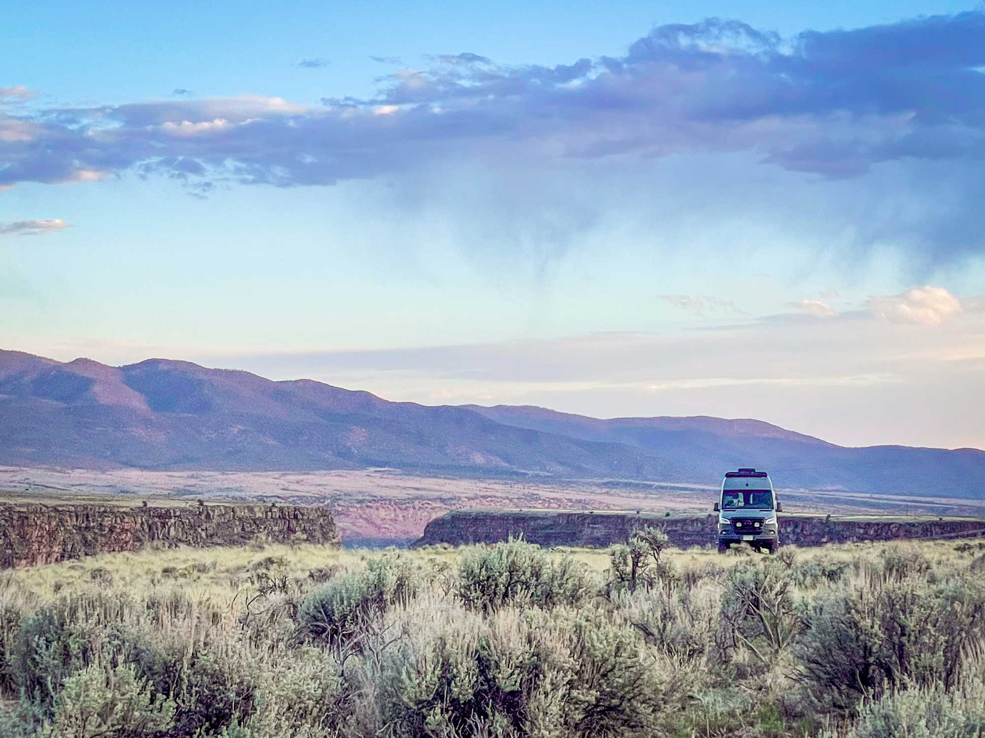 van in a field near taos new mexico